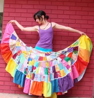 Evie GreenPixie,patchwork,faire skirt,colorful,rainbow skirt