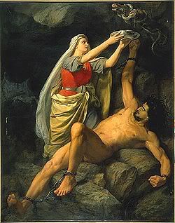 Loki,Sigyn,painting,endurance,Norse,Nordic,mythology,art