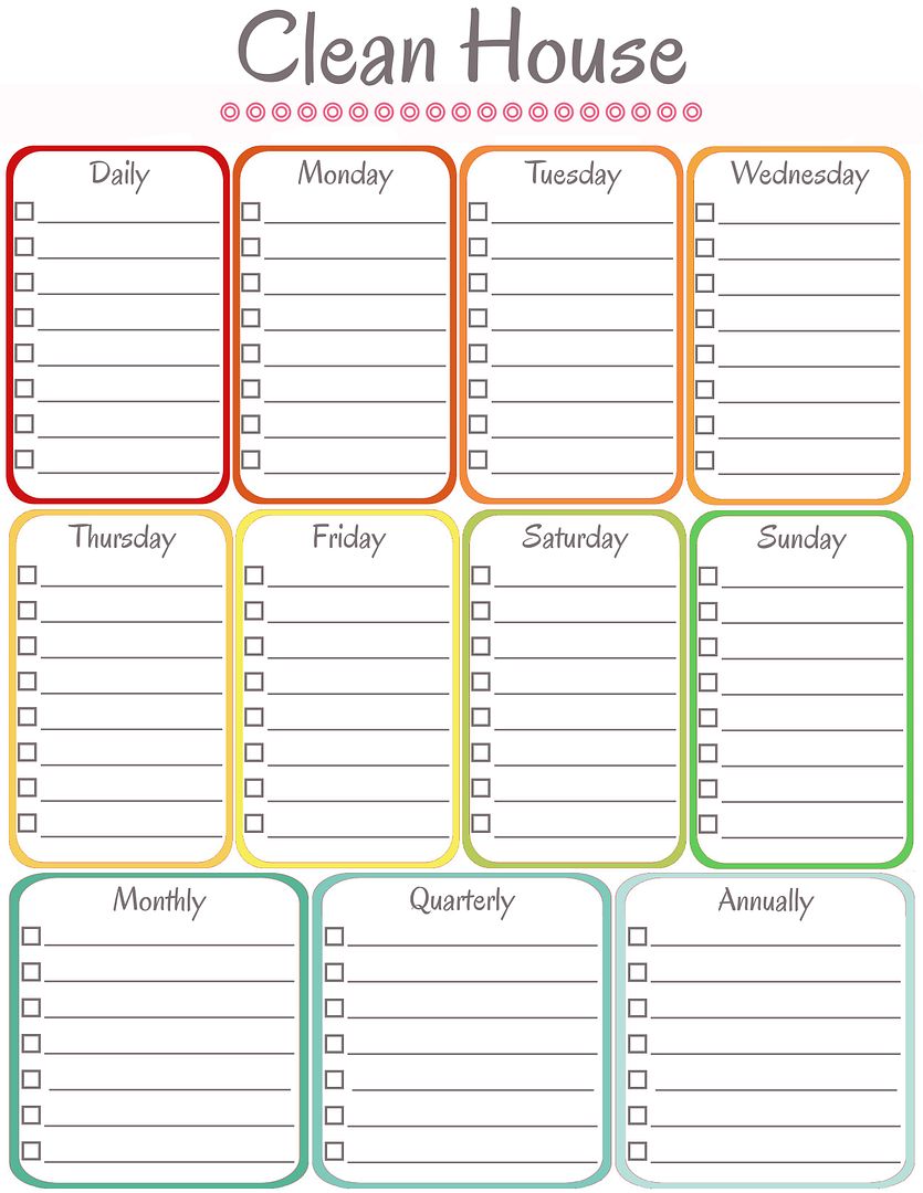 Daily House Cleaning Schedule Template